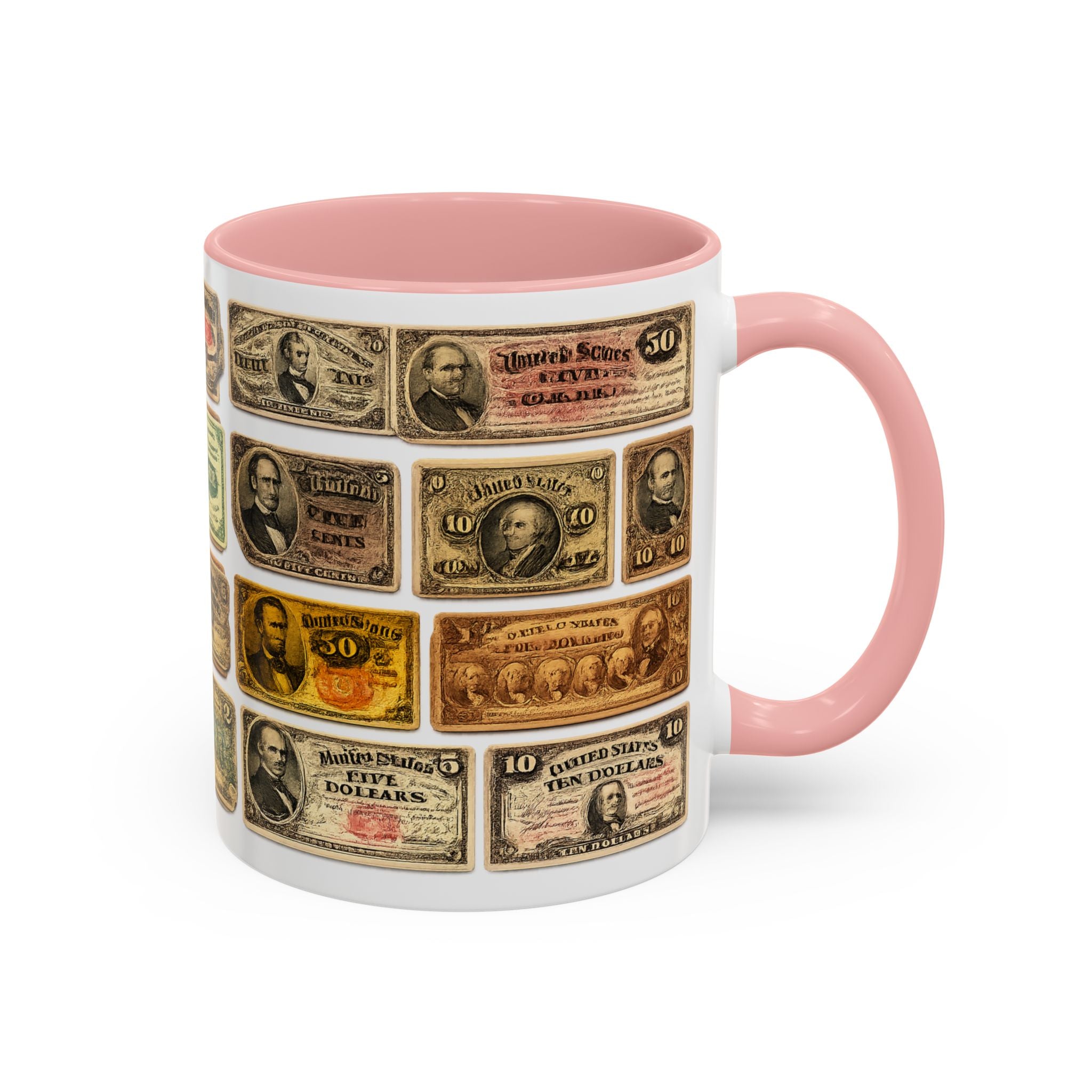 Vintage US Fractional Currency Coffee Mug – Retro Banknote Accent Mug (11/15 oz)