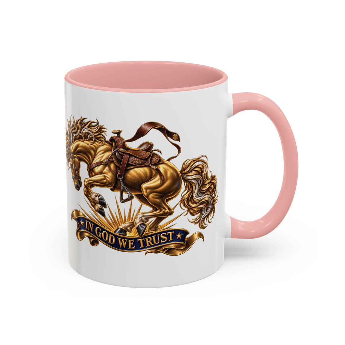 In God We Trust Golden Horse Accent Coffee Mug