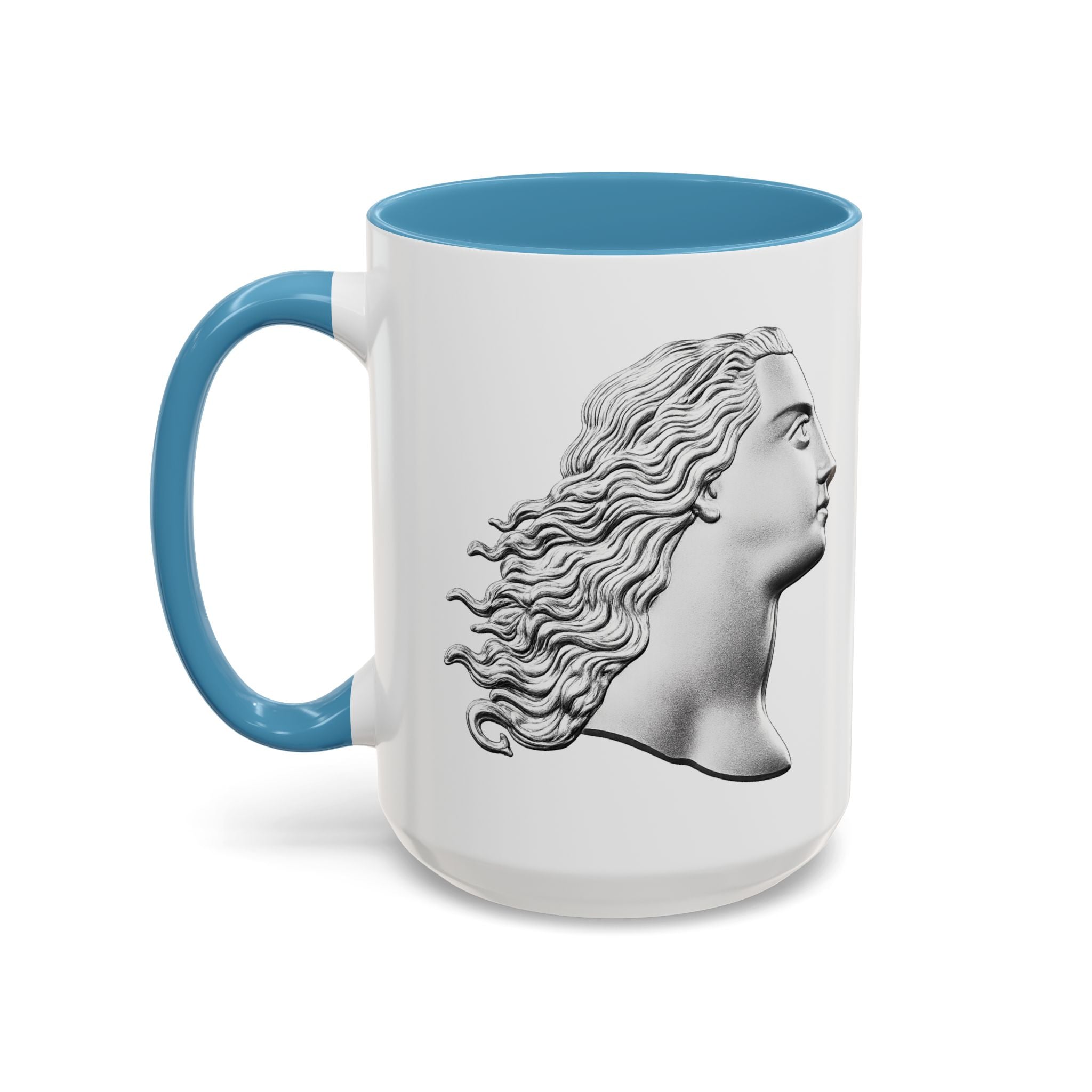 Classical Profile Accent Coffee Mug — Greek Goddess Bust Design (11/15oz)
