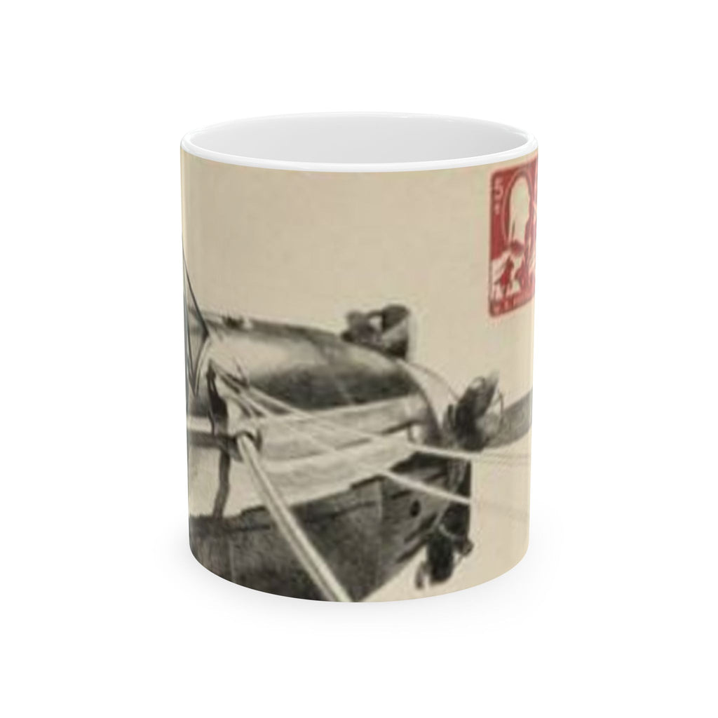 Vintage Airplane Ceramic Mug – Retro Airmail Pilot Coffee Cup (11oz, 15oz)