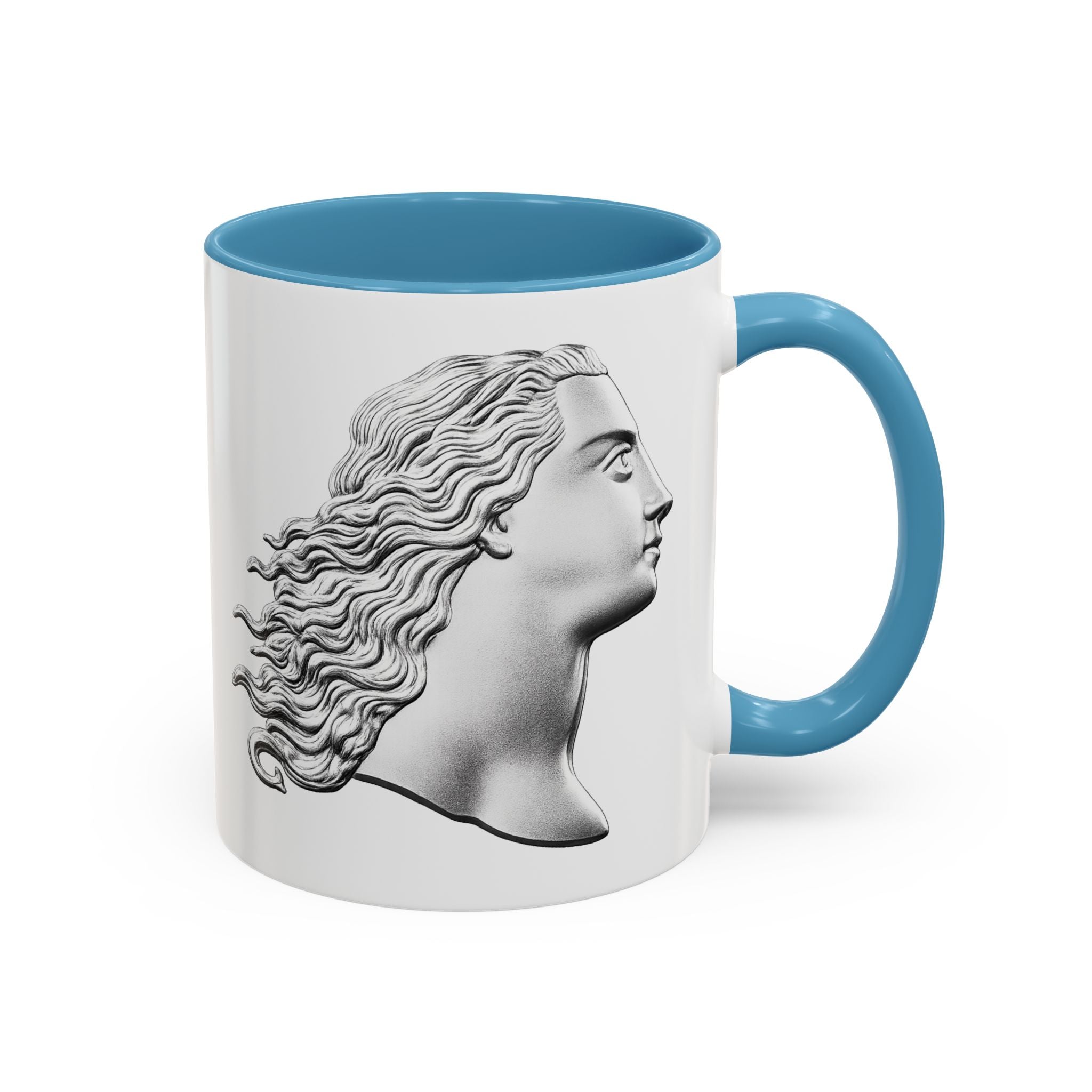 Classical Profile Accent Coffee Mug — Greek Goddess Bust Design (11/15oz)