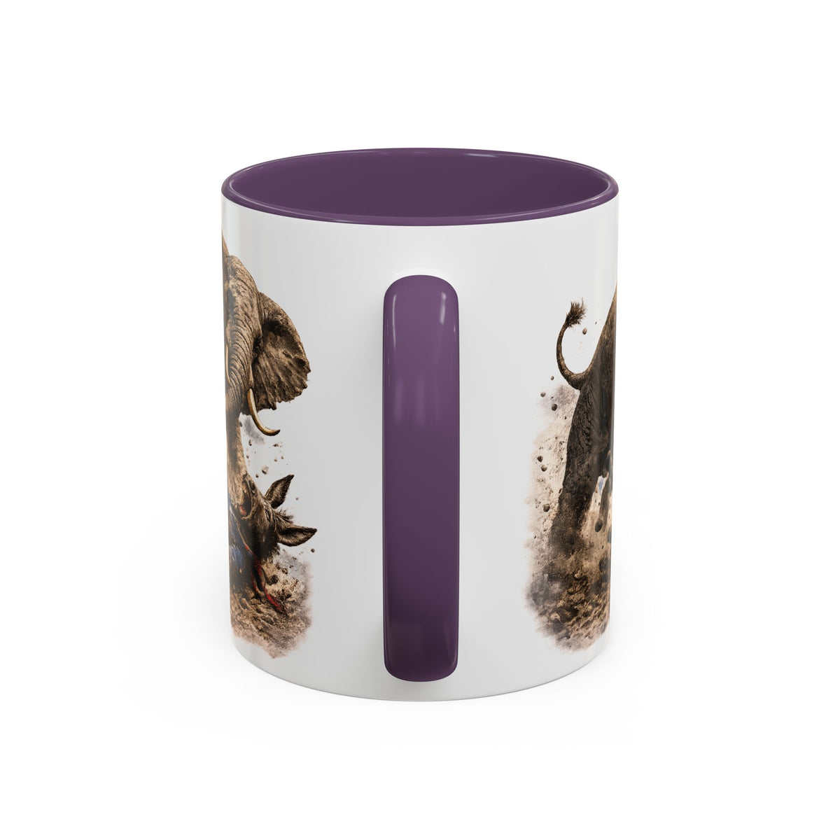 Elephant Charge Accent Coffee Mug — Dramatic Wildlife Illustration (11/15oz)