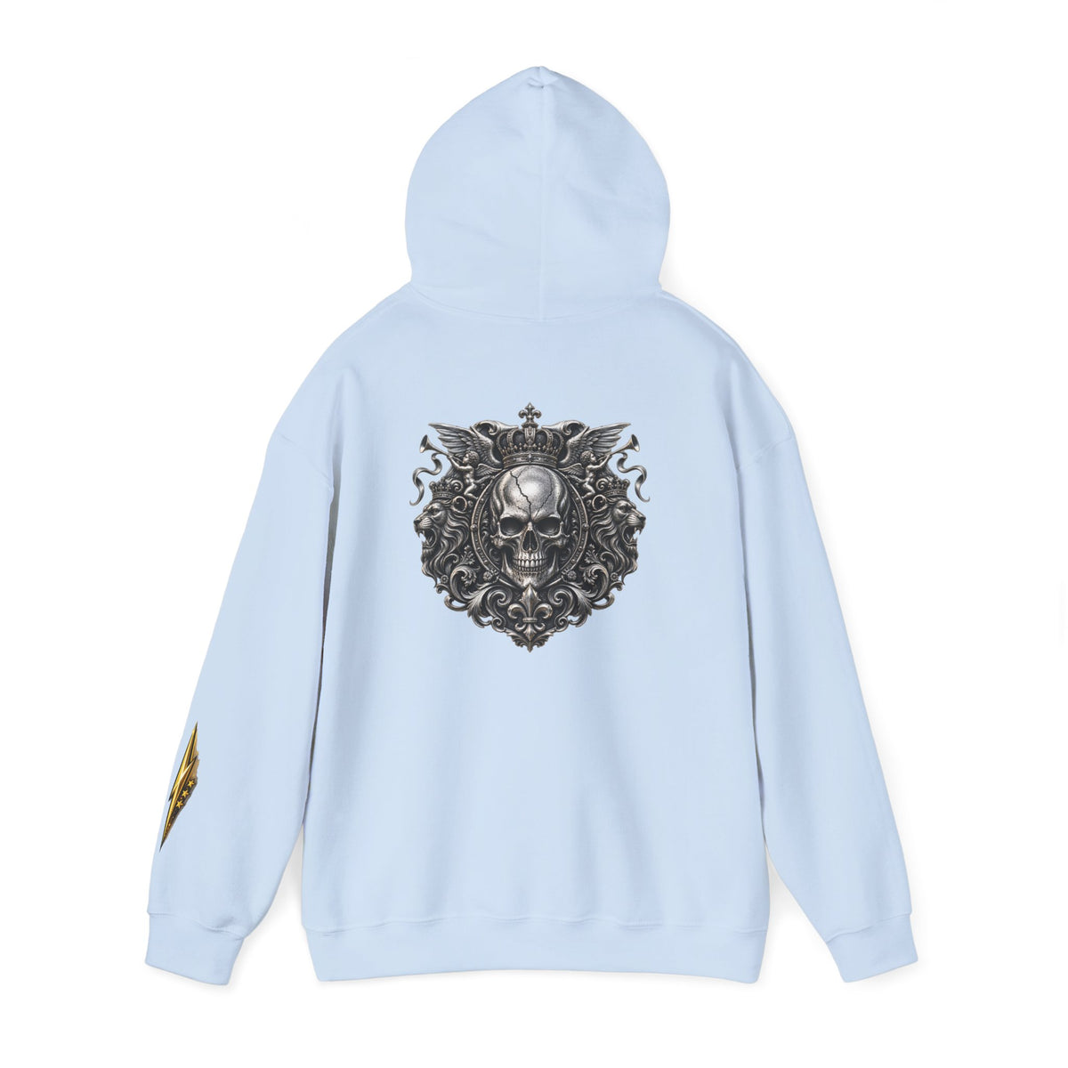 Skull Crest Hoodie – Gothic Ornate Skull Back Graphic Sweatshirt