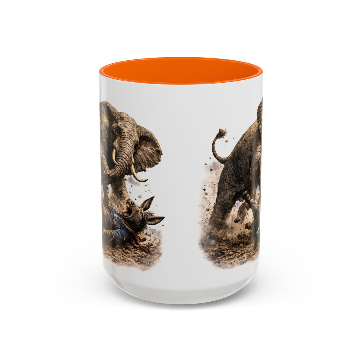 Elephant Charge Accent Coffee Mug — Dramatic Wildlife Illustration (11/15oz)