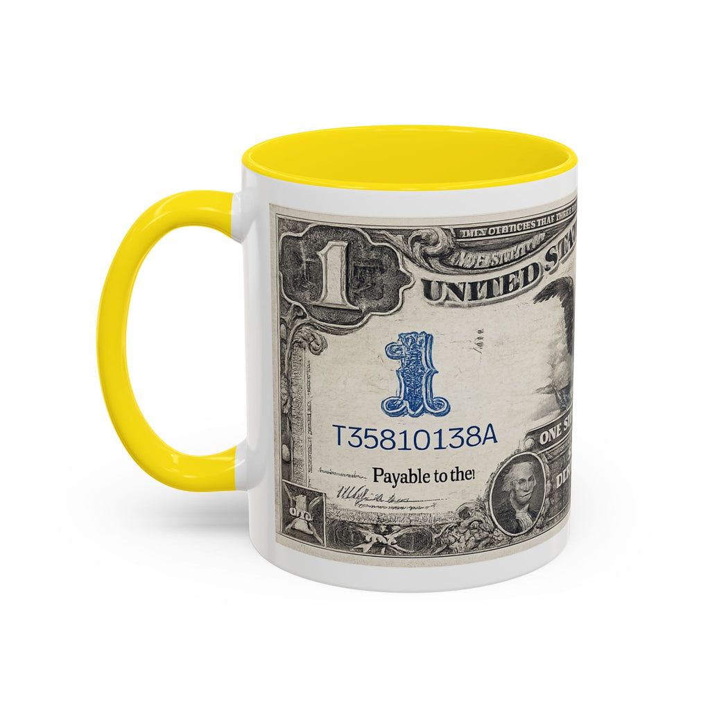 Dollar Bill Accent Coffee Mug — Vintage US Currency Design (11/15oz)