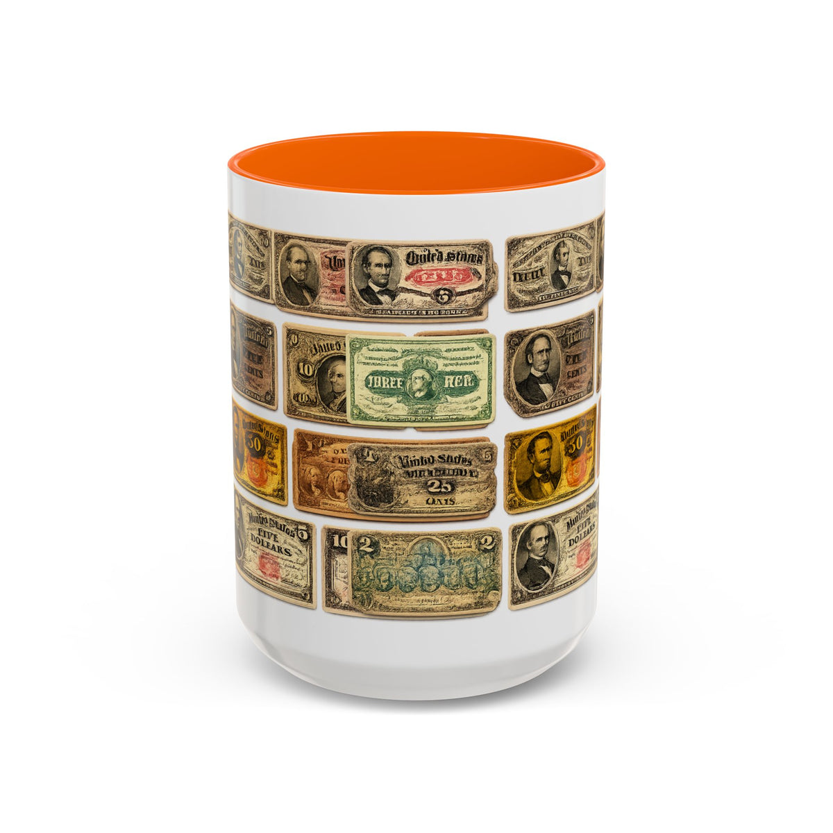 Vintage US Fractional Currency Coffee Mug – Retro Banknote Accent Mug (11/15 oz)