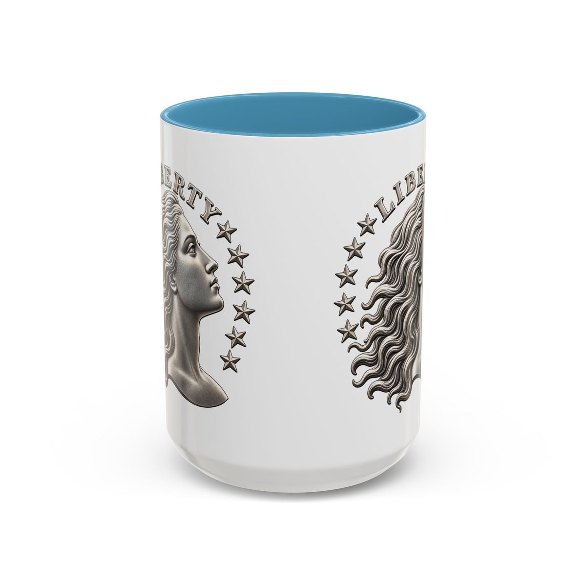 Liberty Coin Accent Coffee Mug — Vintage Lady Head Design (11/15 oz)