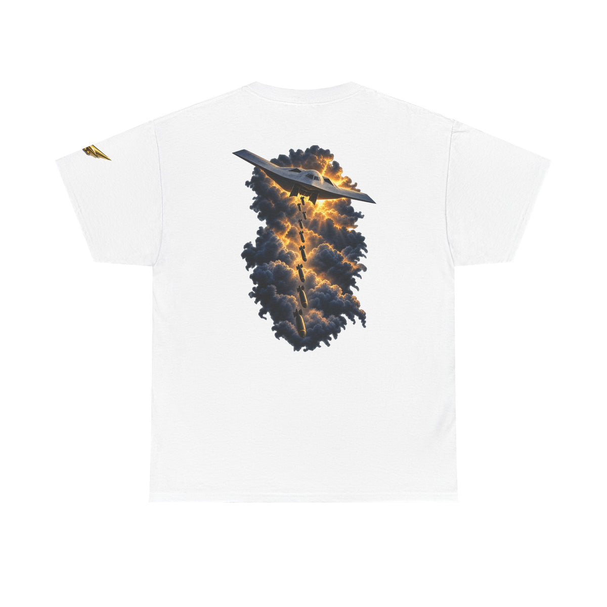 Aviation Graphic Tee — Stealth Jet Over Storm Clouds