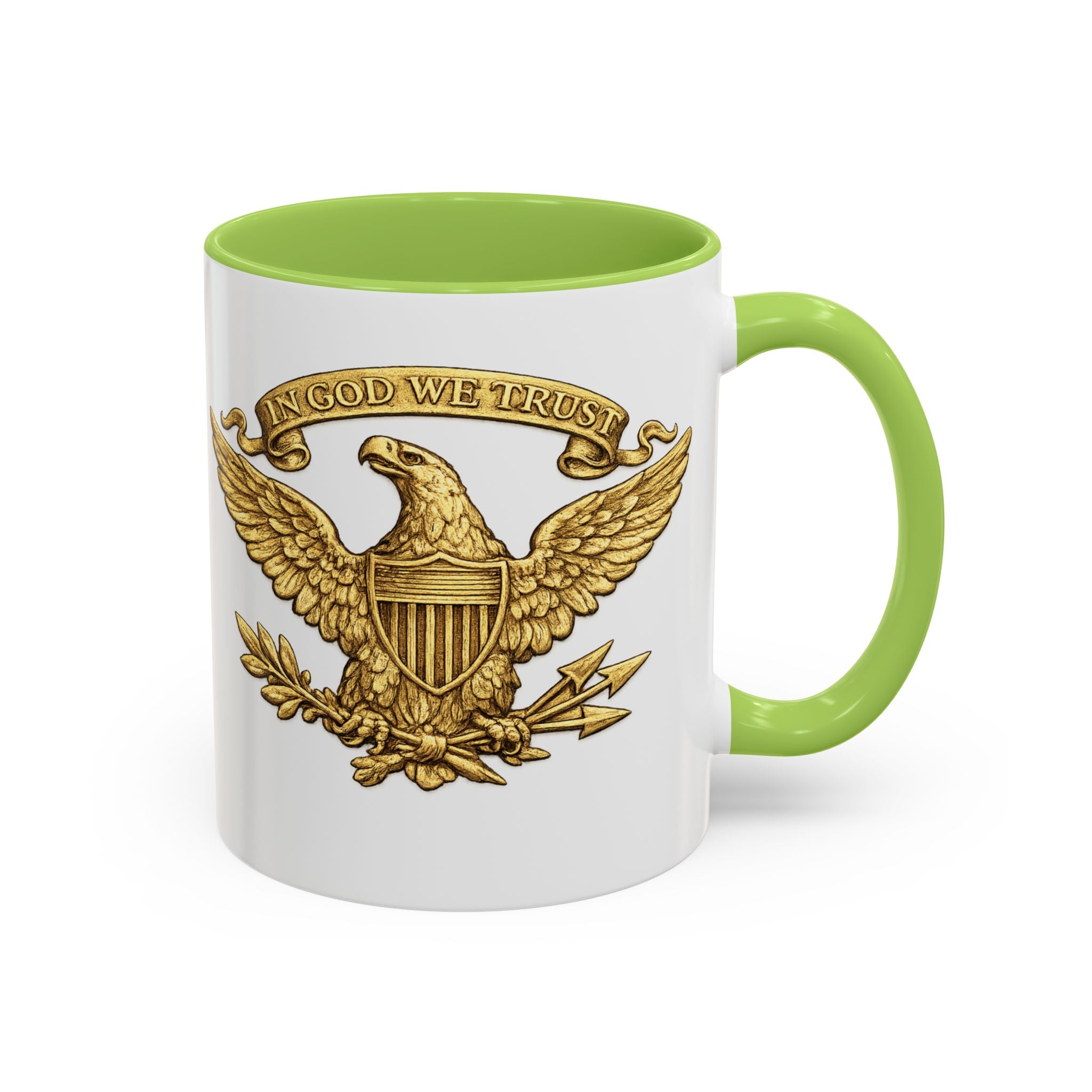 Gold Eagle 'In God We Trust' Accent Coffee Mug — Patriotic 11/15oz