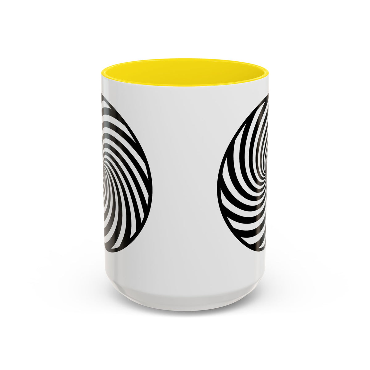 Hypnotic Swirl Accent Mug — Black & White Spiral Coffee Cup (11/15oz)