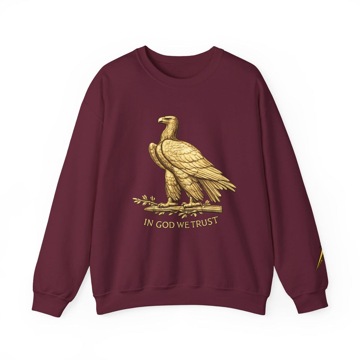 Crewneck Sweatshirt — Gold Eagle 'In God We Trust' Patriotic Pullover