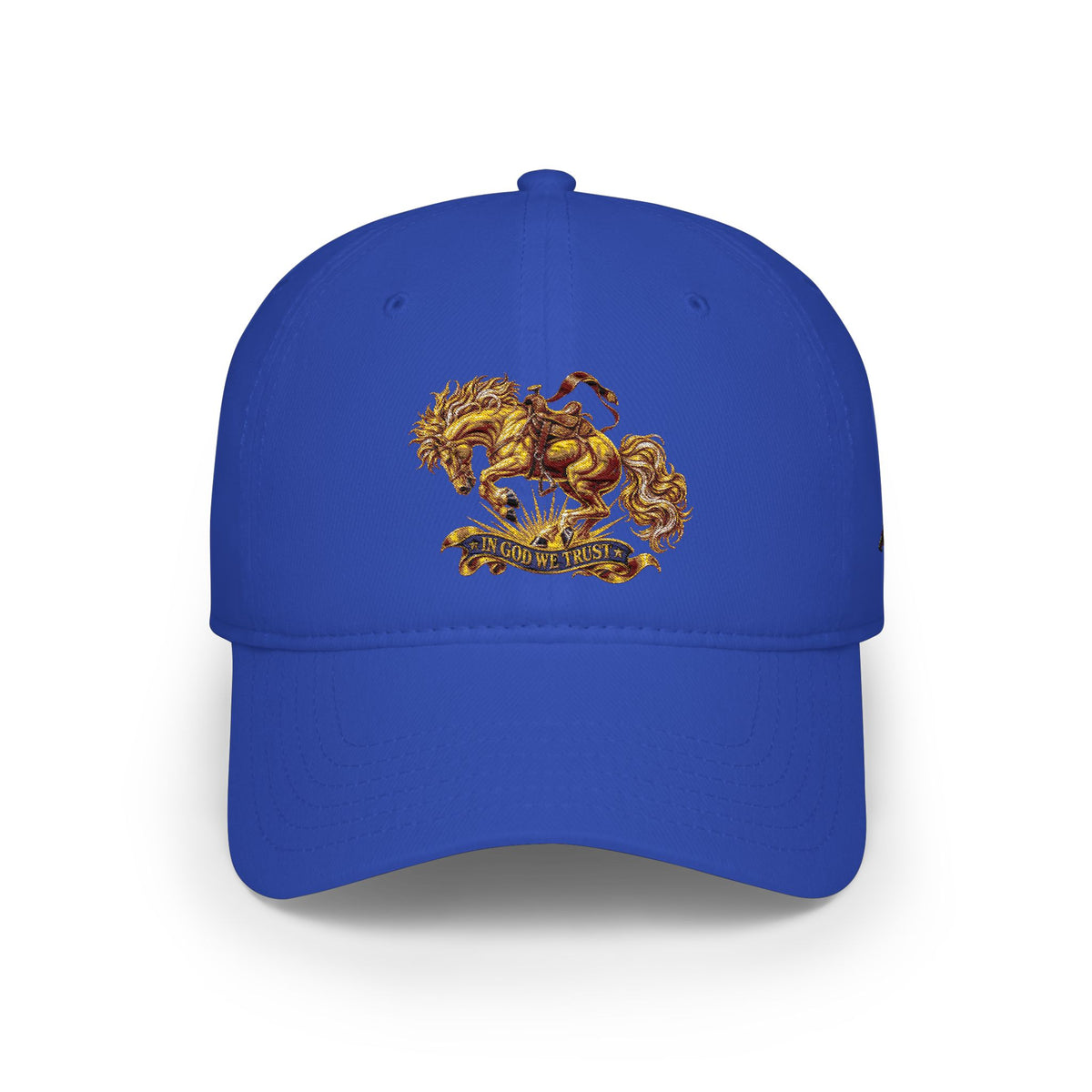 Horse Embroidered Baseball Cap — In God We Trust Design