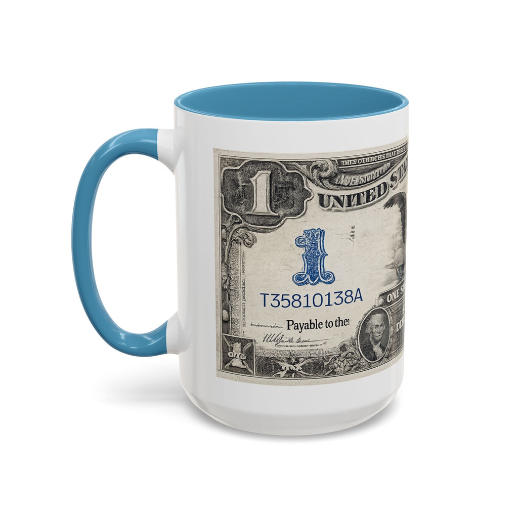 Dollar Bill Accent Coffee Mug — Vintage US Currency Design (11/15oz)