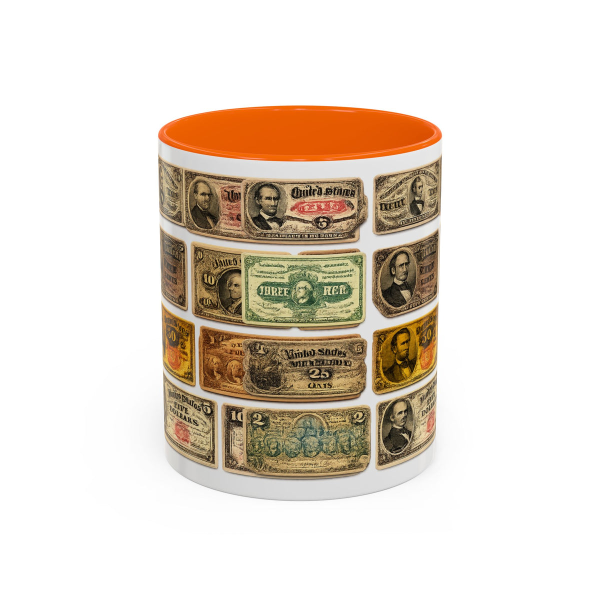 Vintage US Fractional Currency Coffee Mug – Retro Banknote Accent Mug (11/15 oz)