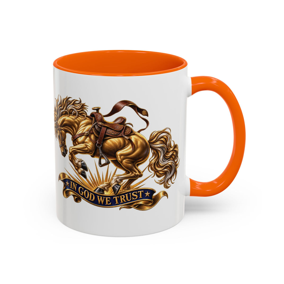 In God We Trust Golden Horse Accent Coffee Mug