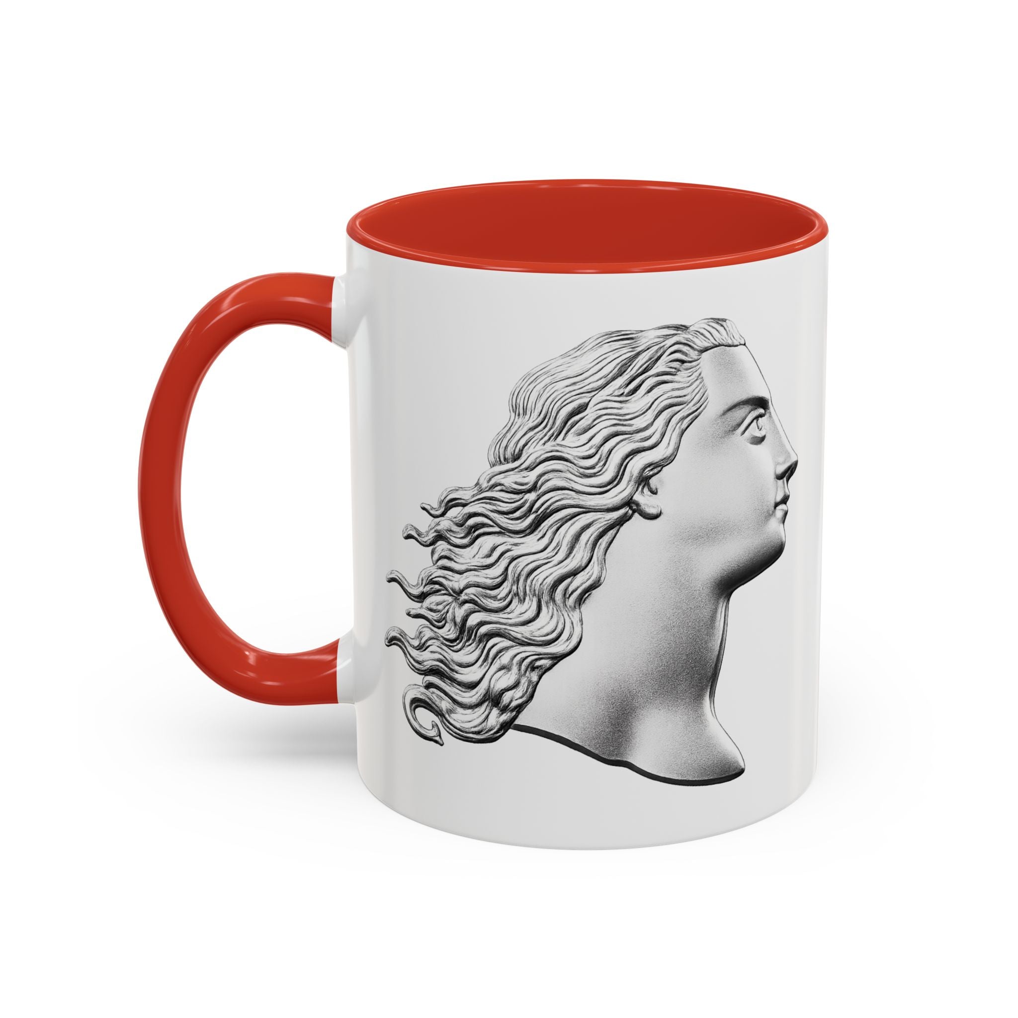 Classical Profile Accent Coffee Mug — Greek Goddess Bust Design (11/15oz)