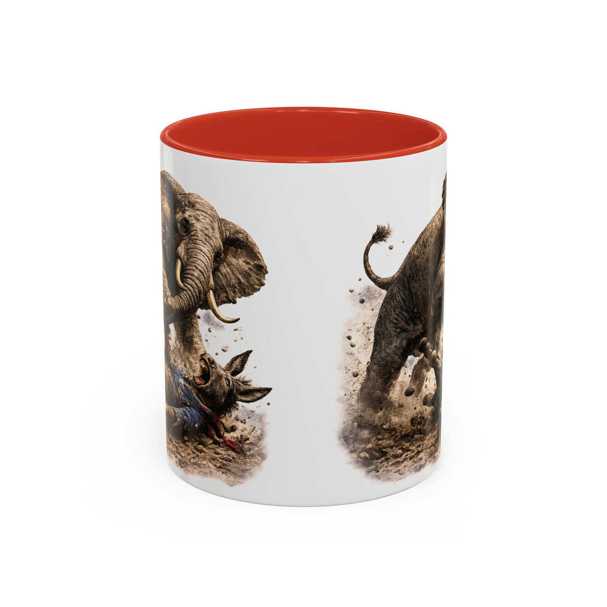 Elephant Charge Accent Coffee Mug — Dramatic Wildlife Illustration (11/15oz)