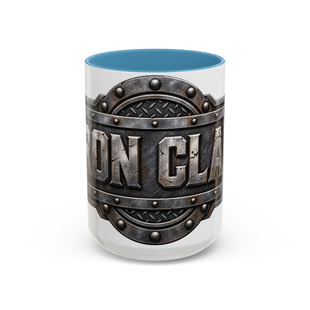 Metal Shield Coffee Mug — 'Iron Clad' Rustic Industrial Accent Mug