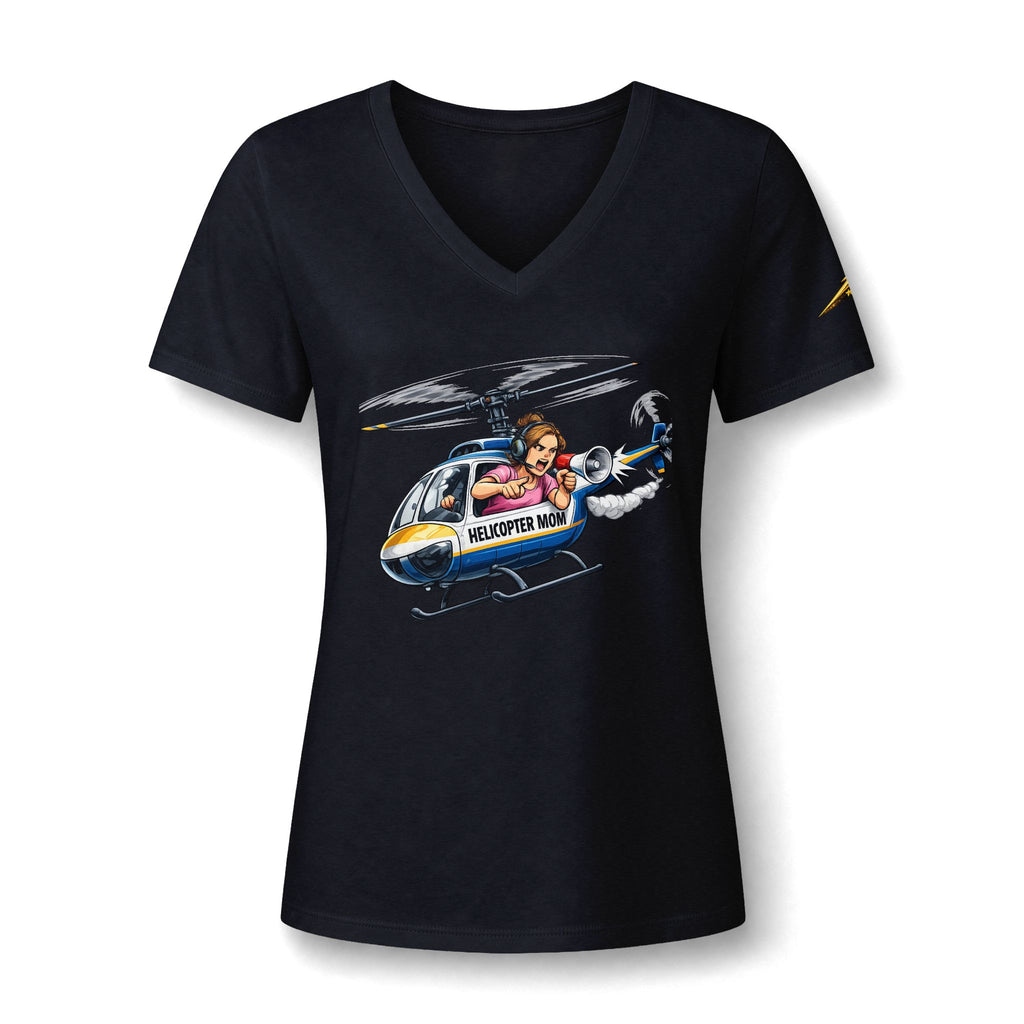 Women's V-Neck Tee — 'Helicopter Mom' Graphic Shirt