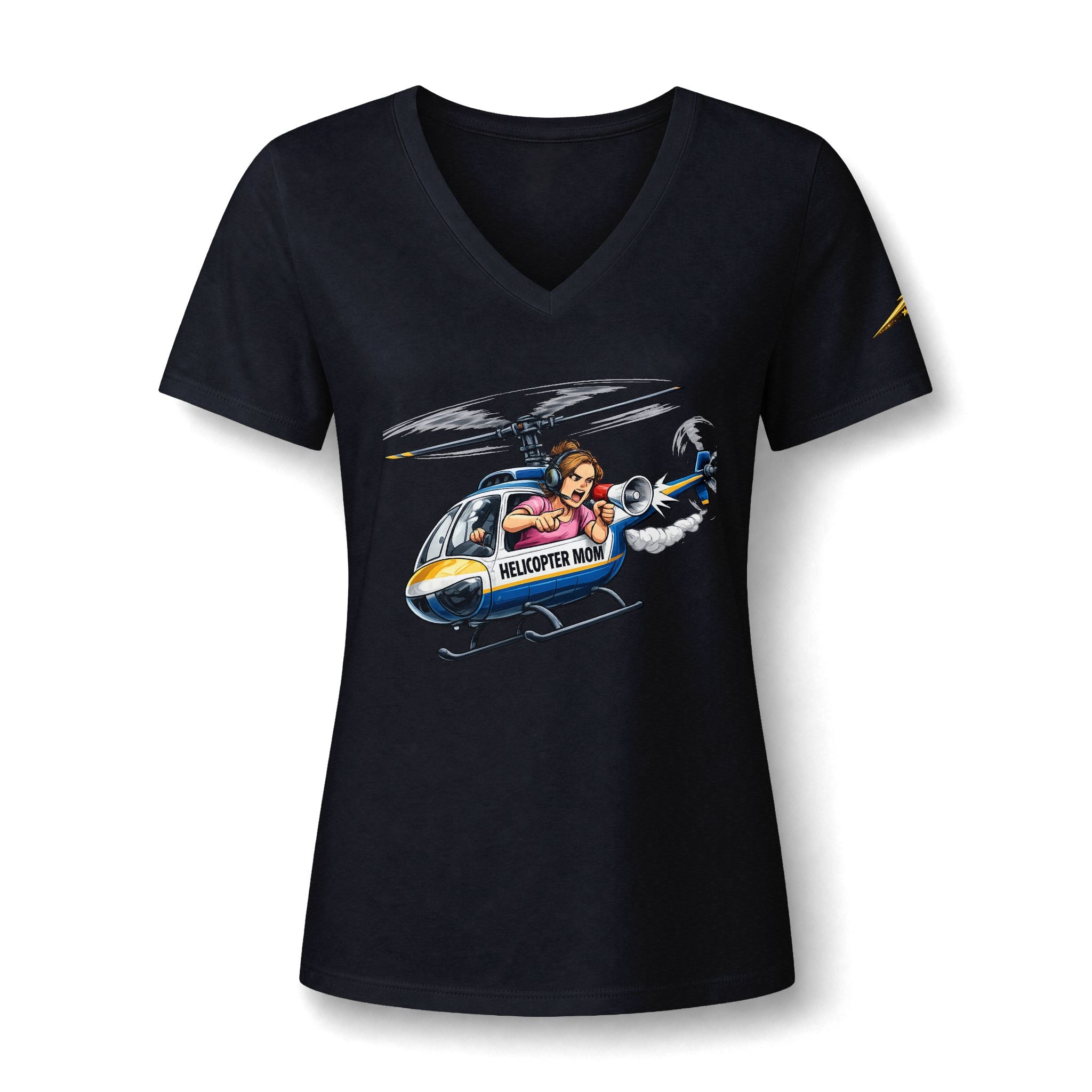 Women's V-Neck Tee — 'Helicopter Mom' Graphic Shirt