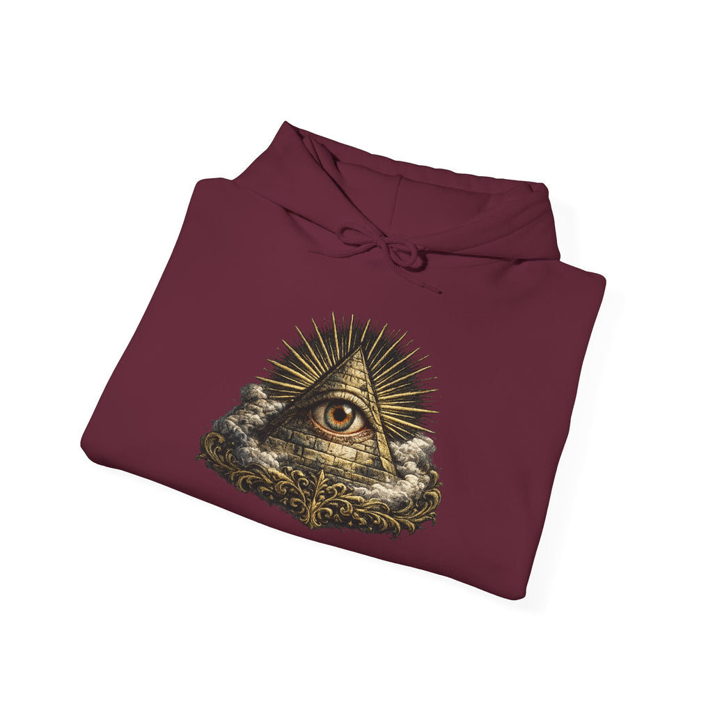 All-Seeing Eye Hoodie — Vintage Pyramid Symbol Graphic Sweatshirt