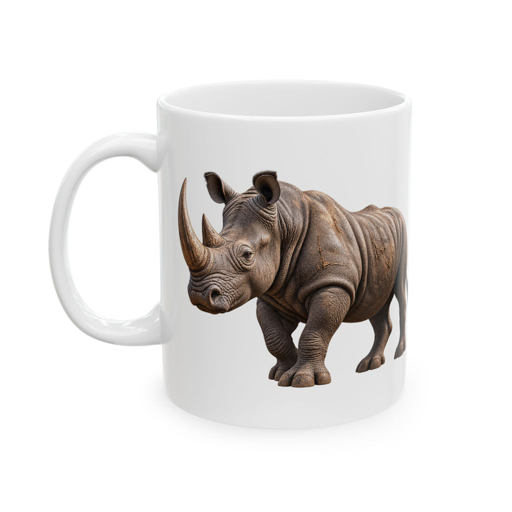 Rhino Ceramic Mug – Realistic Rhinoceros Animal Coffee Cup (11oz & 15oz)