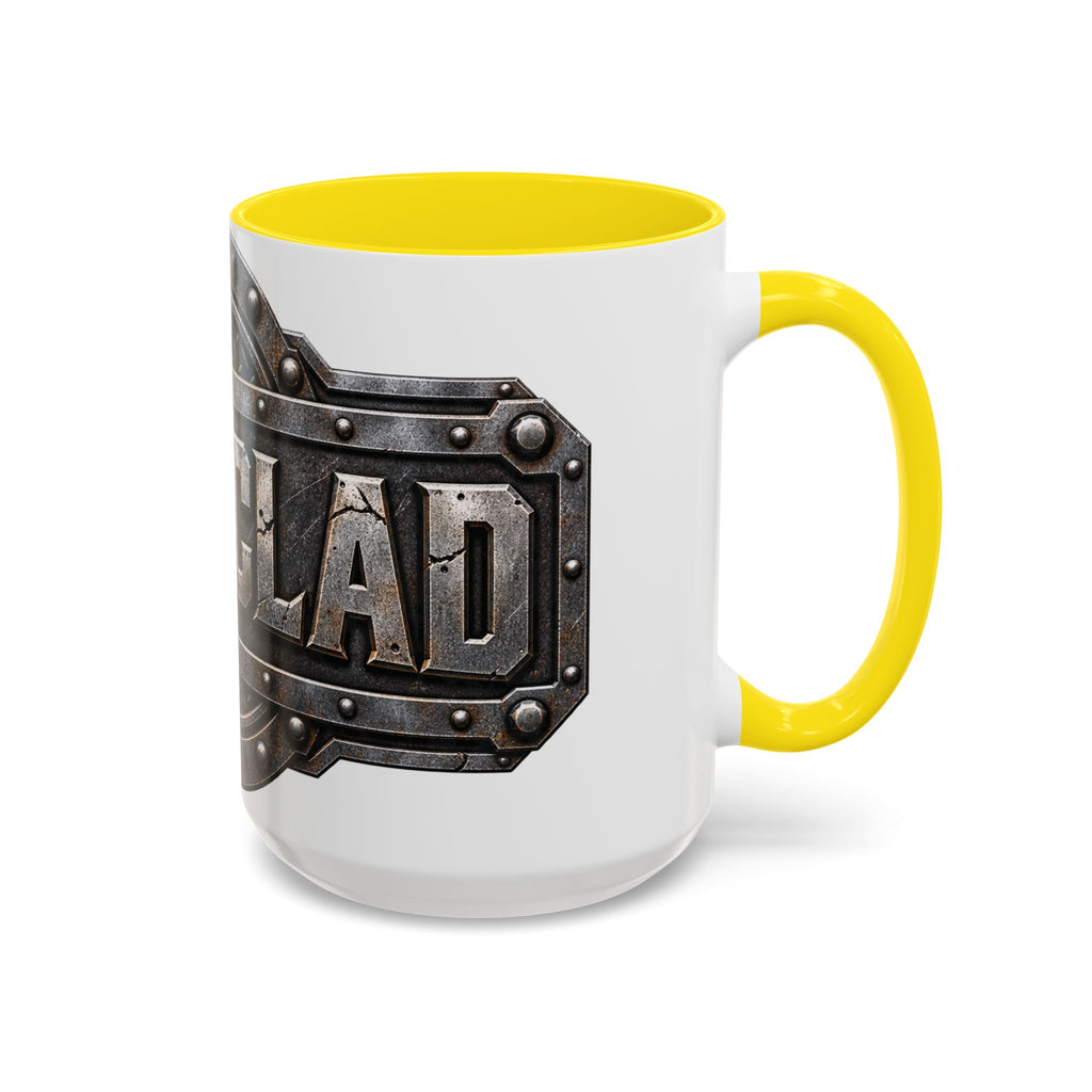 Metal Shield Coffee Mug — 'Iron Clad' Rustic Industrial Accent Mug