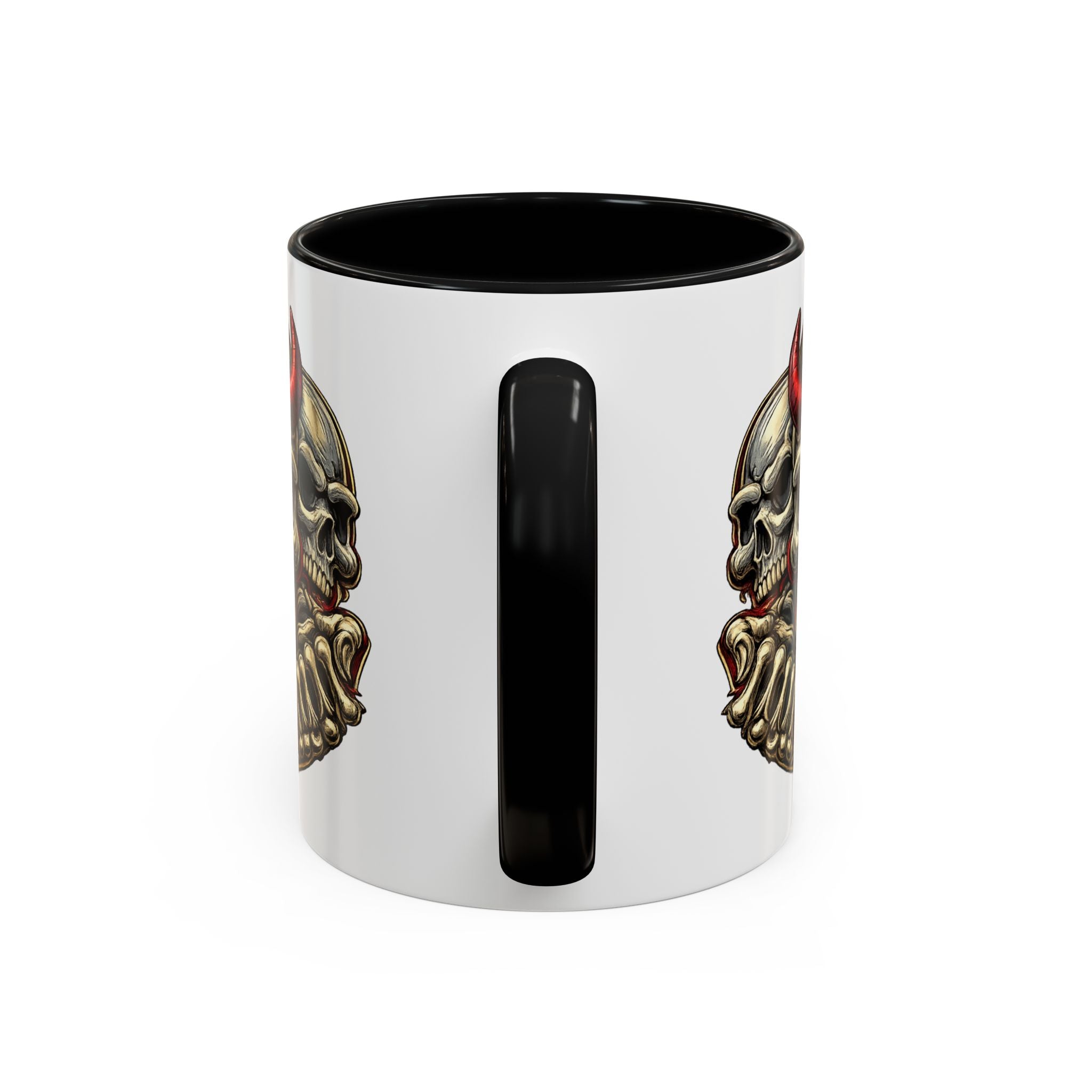 Devil Skull Accent Coffee Mug – Gothic Demon Skull Design (11/15 oz)