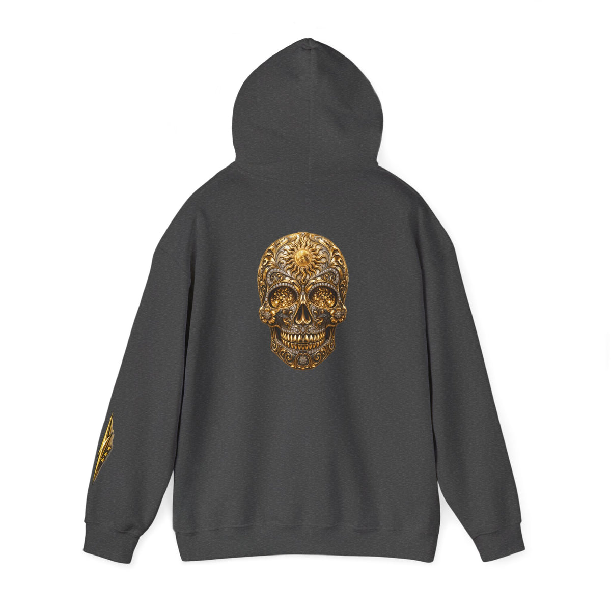 Gold Ornamental Skull Hoodie — Day of the Dead Sugar Skull Pullover