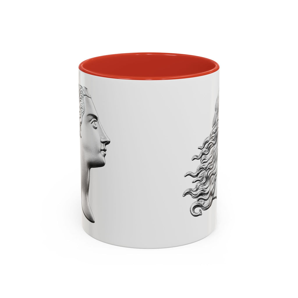 Classical Profile Accent Coffee Mug — Greek Goddess Bust Design (11/15oz)
