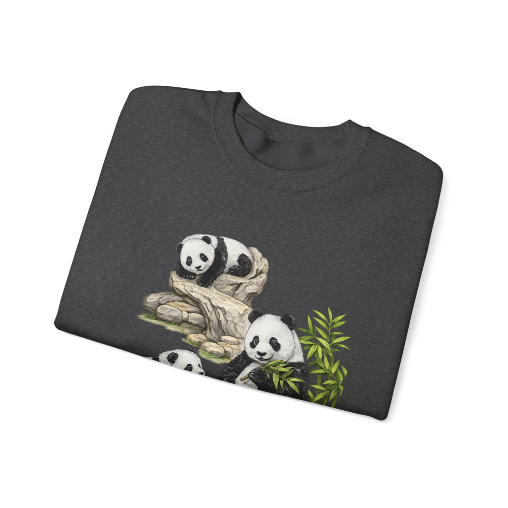 Panda Family Crewneck Sweatshirt — Cute Bamboo Bears Graphic