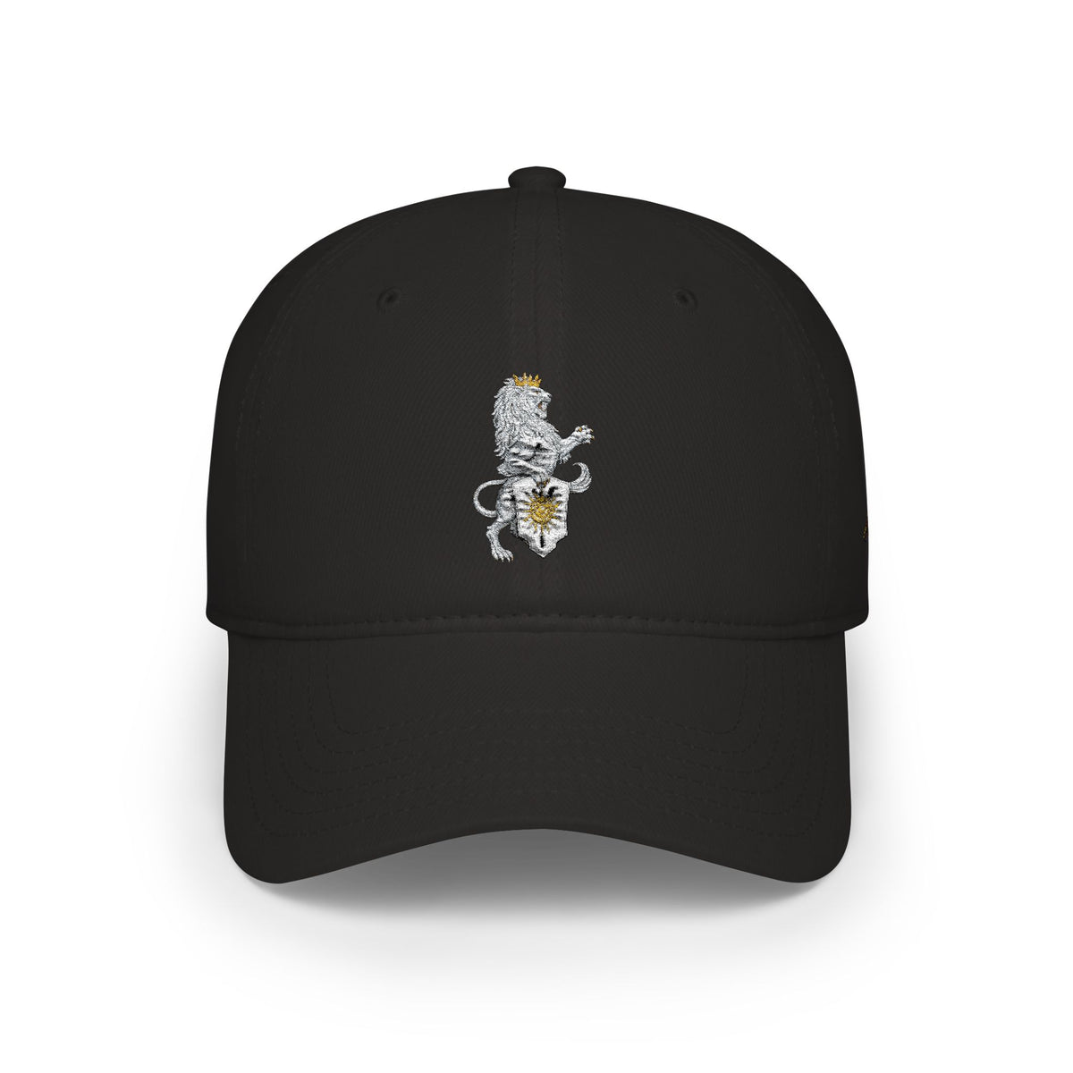 Low-Profile Cap with Embroidered Lion Crest