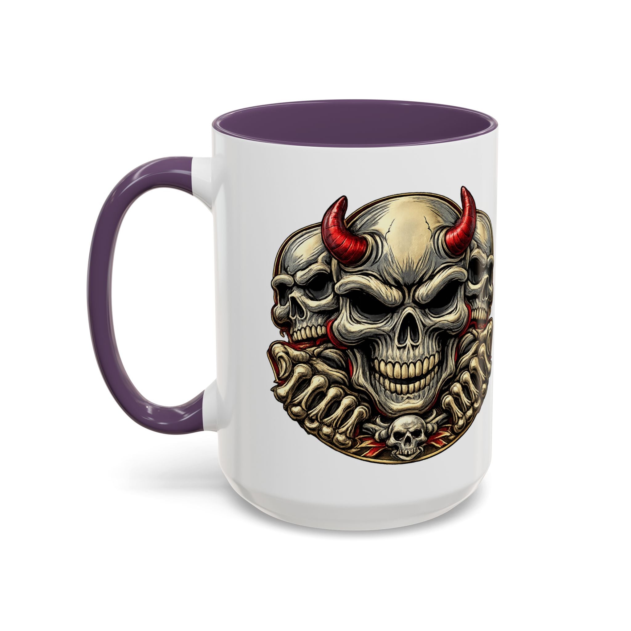 Devil Skull Accent Coffee Mug – Gothic Demon Skull Design (11/15 oz)