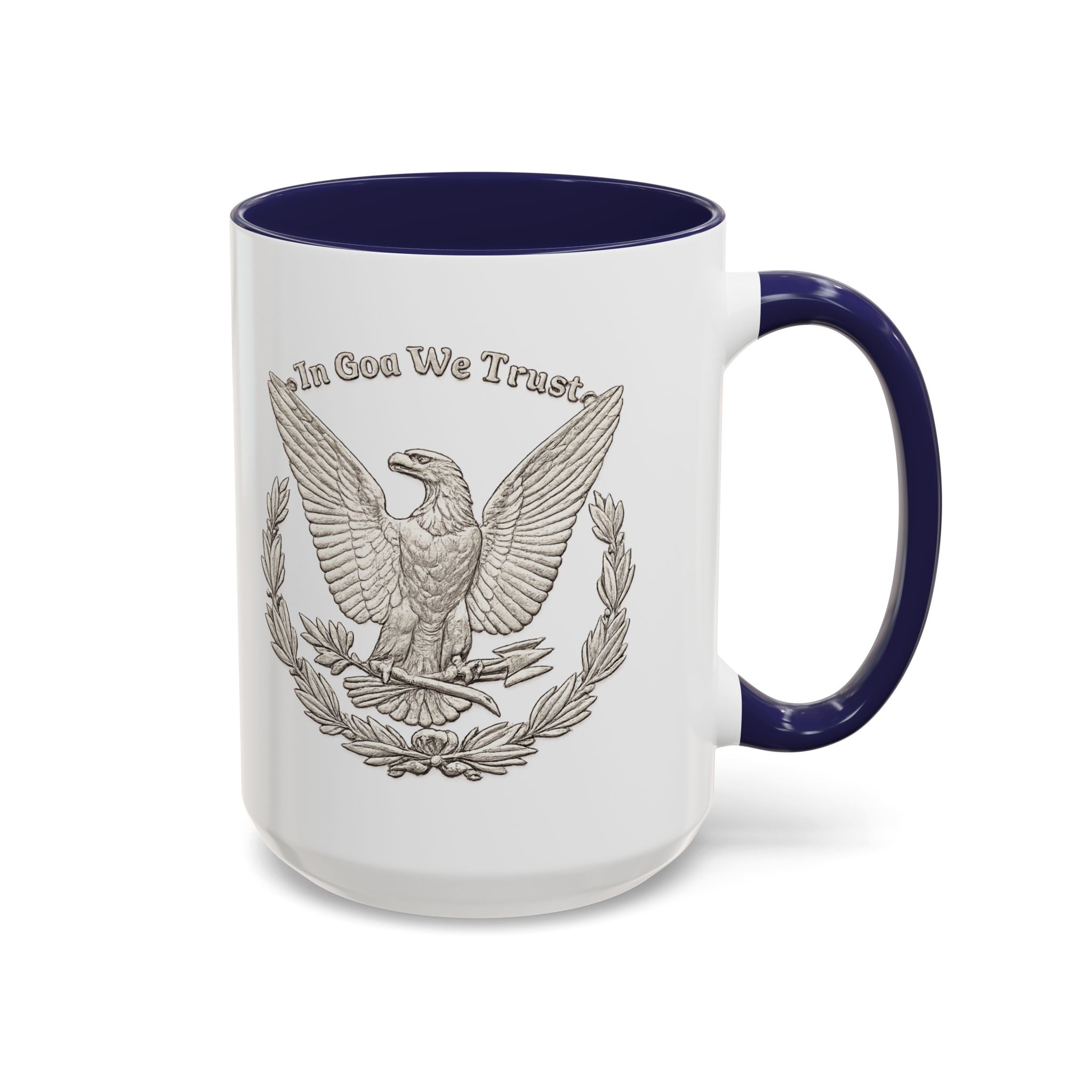 Eagle Emblem Coffee Mug — "In God We Trust" Accent Ceramic Mug (11/15oz)