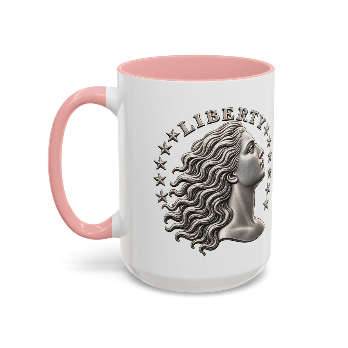 Liberty Coin Accent Coffee Mug — Vintage Lady Head Design (11/15 oz)