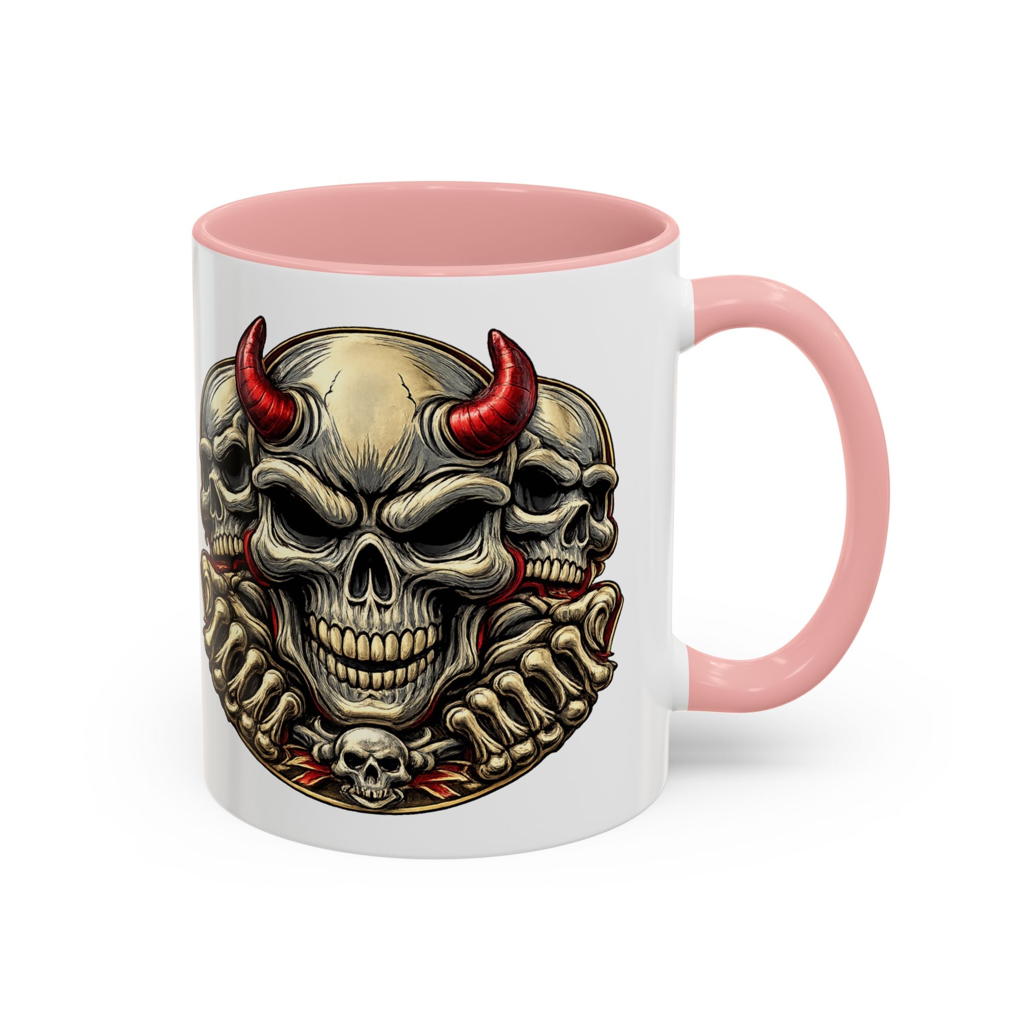Devil Skull Accent Coffee Mug – Gothic Demon Skull Design (11/15 oz)