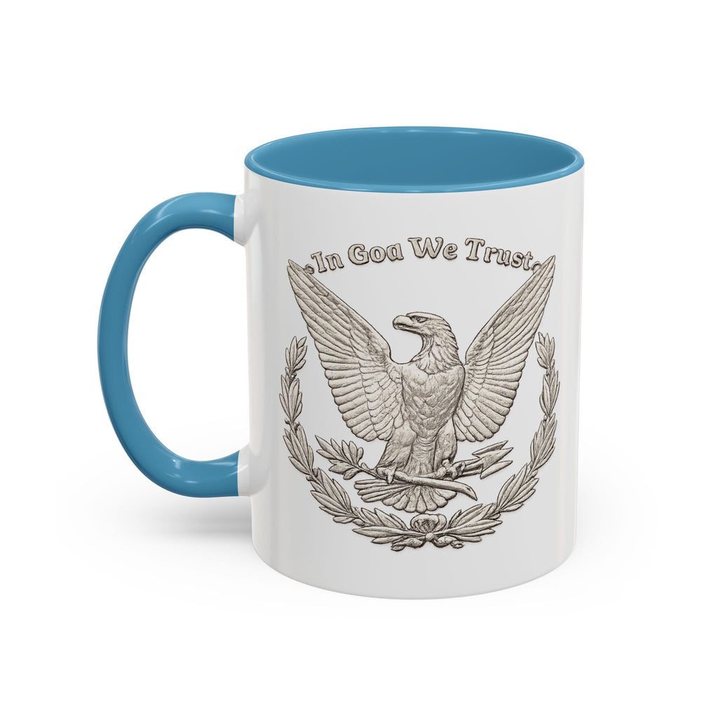Eagle Emblem Coffee Mug — "In God We Trust" Accent Ceramic Mug (11/15oz)
