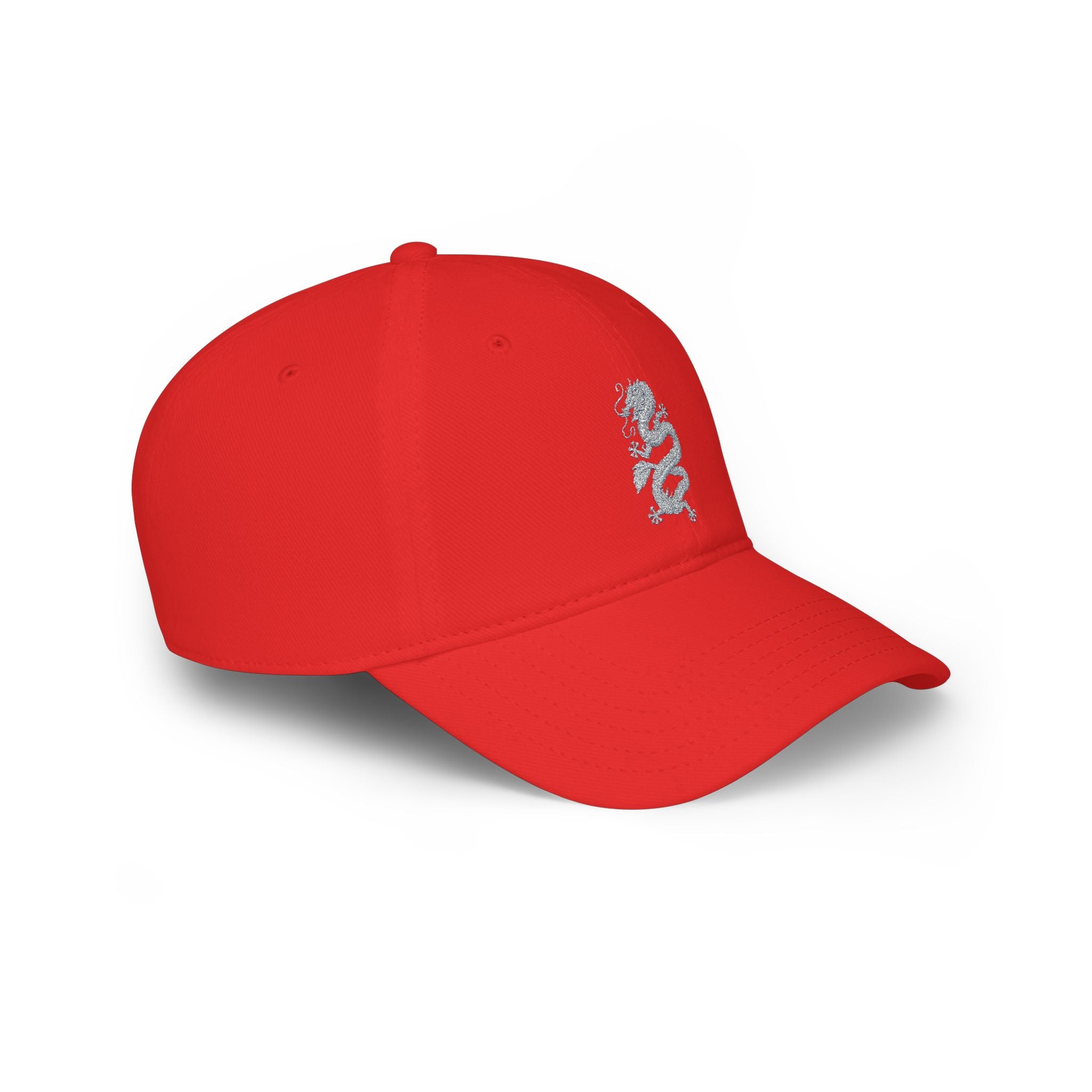 Low-Profile Baseball Cap with White Embroidered Dragon — Minimalist Streetwear Hat