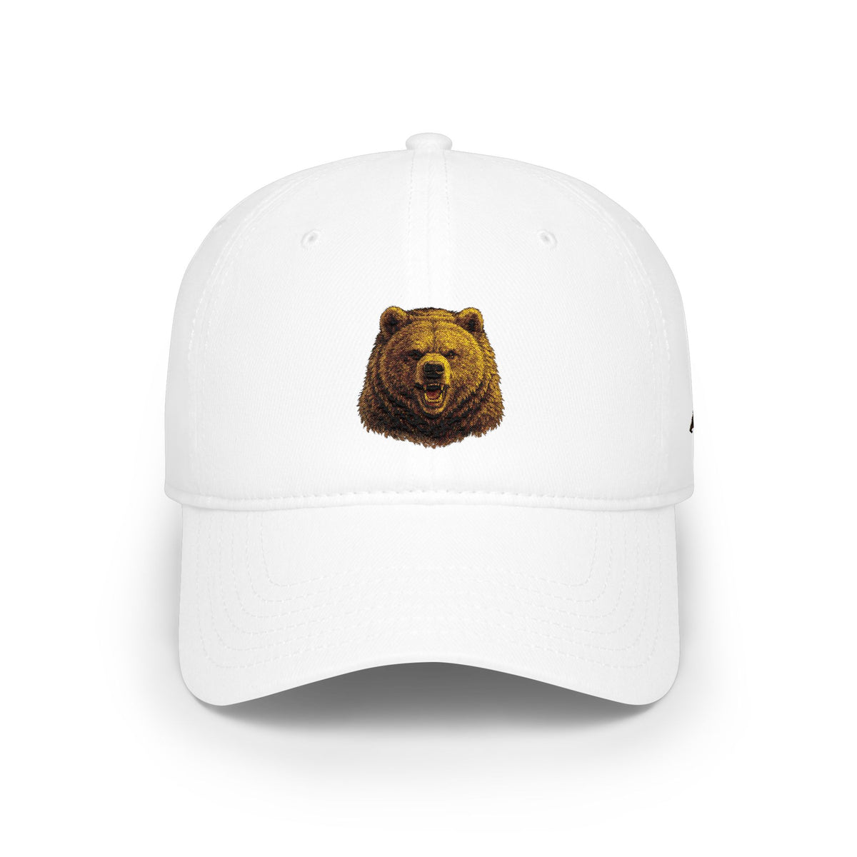 Bear Head Embroidered Baseball Cap — Low Profile Hat for Outdoors & Casual Wear