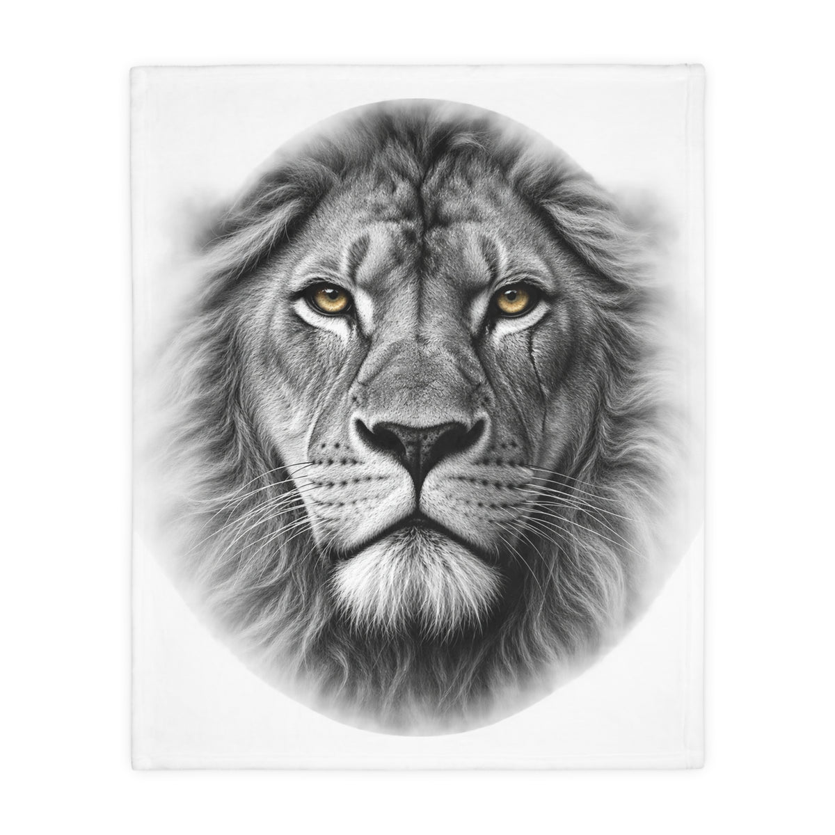 Lion Portrait Microfiber Blanket — Realistic Black & White Lion Face Throw