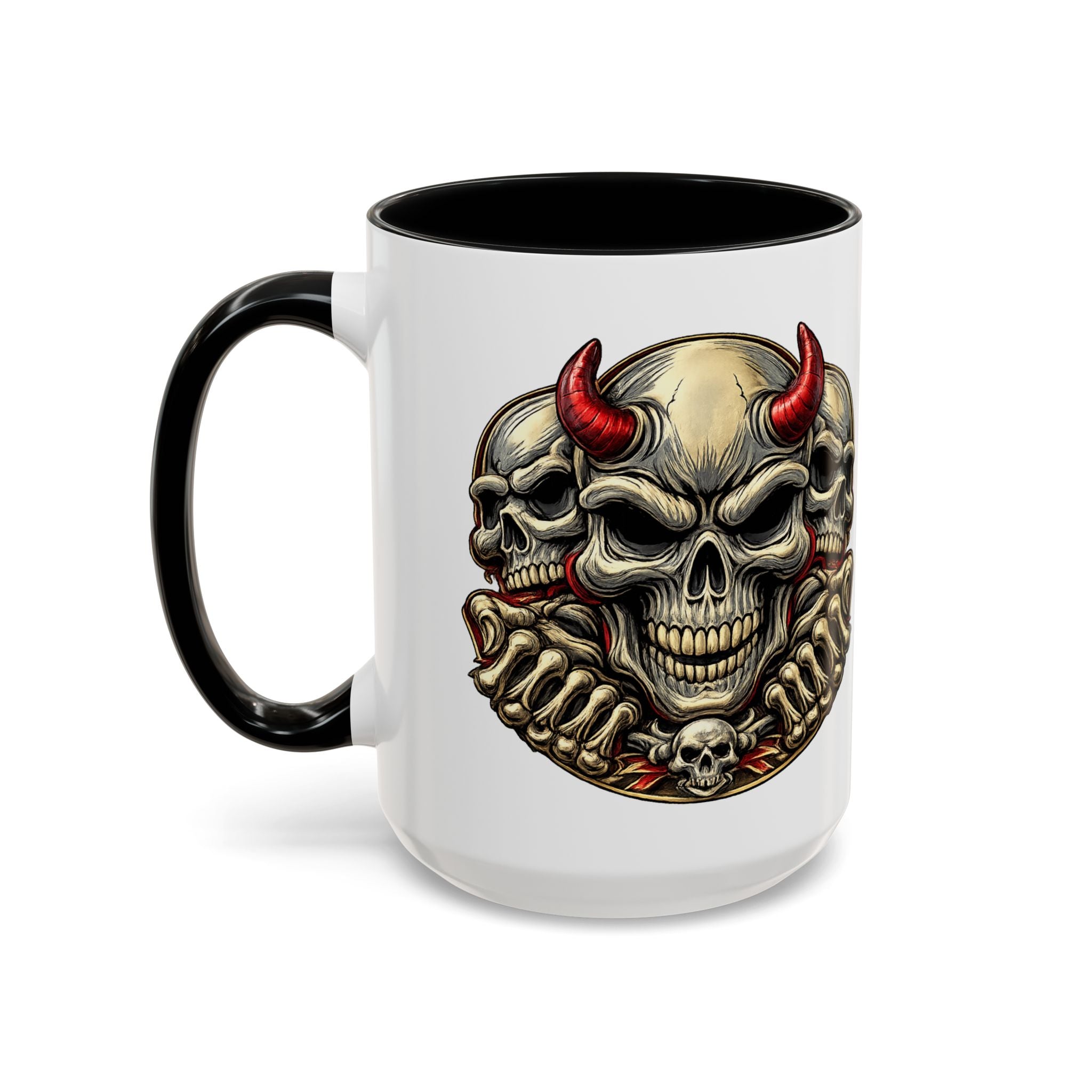 Devil Skull Accent Coffee Mug – Gothic Demon Skull Design (11/15 oz)