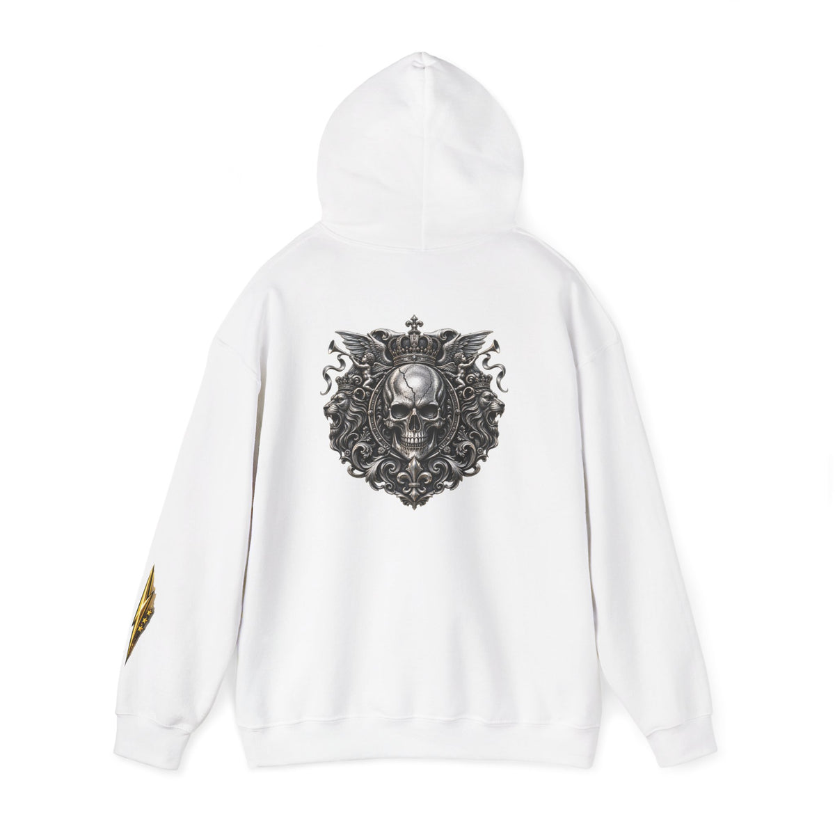 Skull Crest Hoodie – Gothic Ornate Skull Back Graphic Sweatshirt
