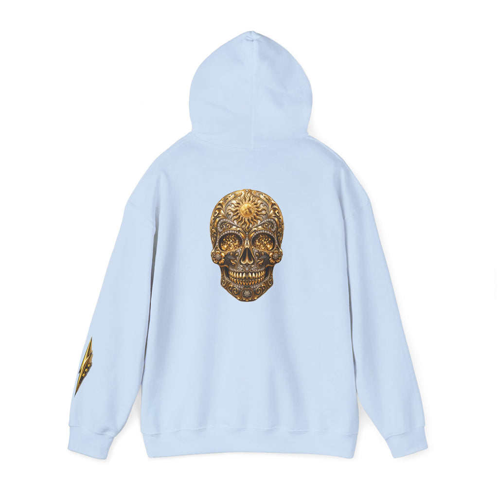 Gold Ornamental Skull Hoodie — Day of the Dead Sugar Skull Pullover