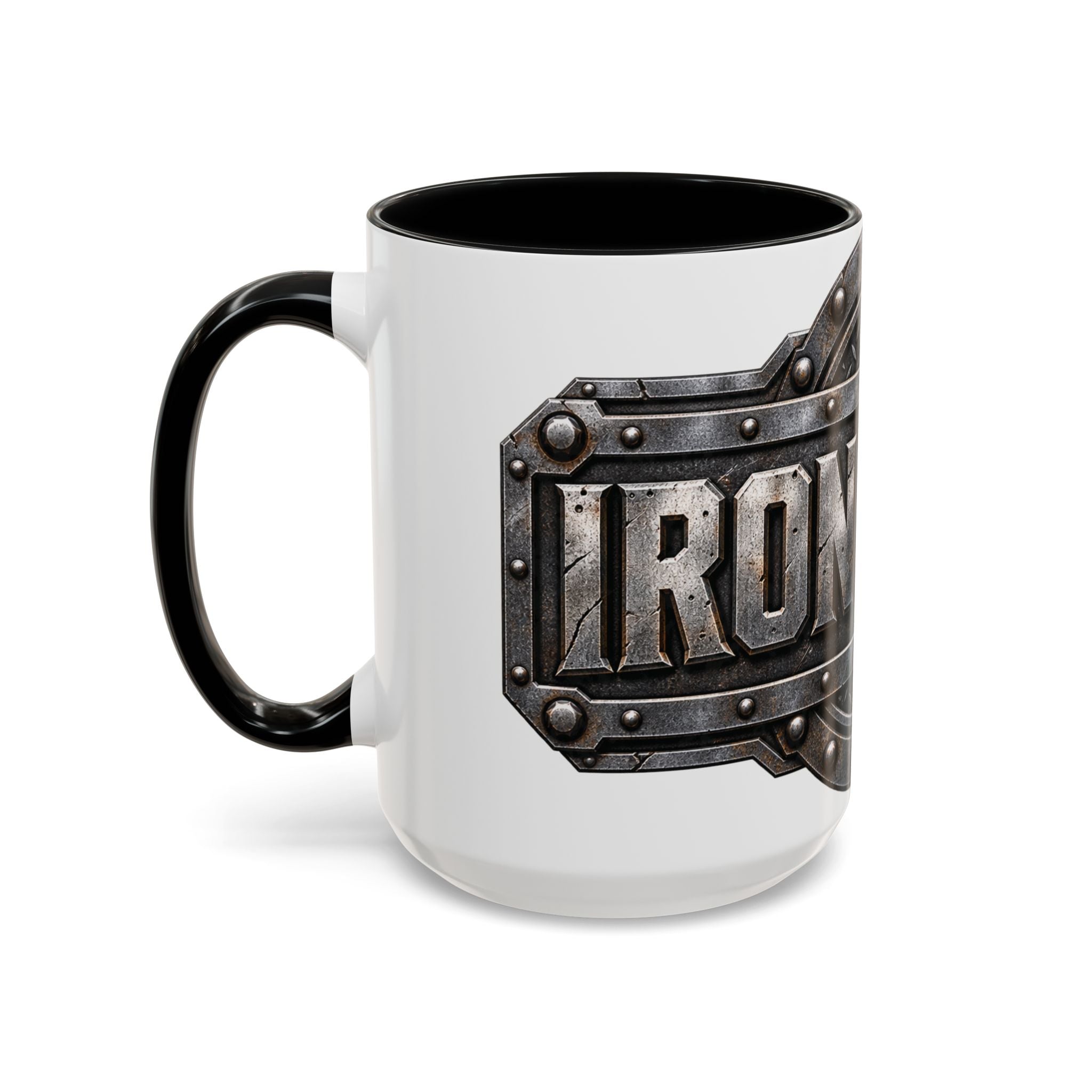 Metal Shield Coffee Mug — 'Iron Clad' Rustic Industrial Accent Mug