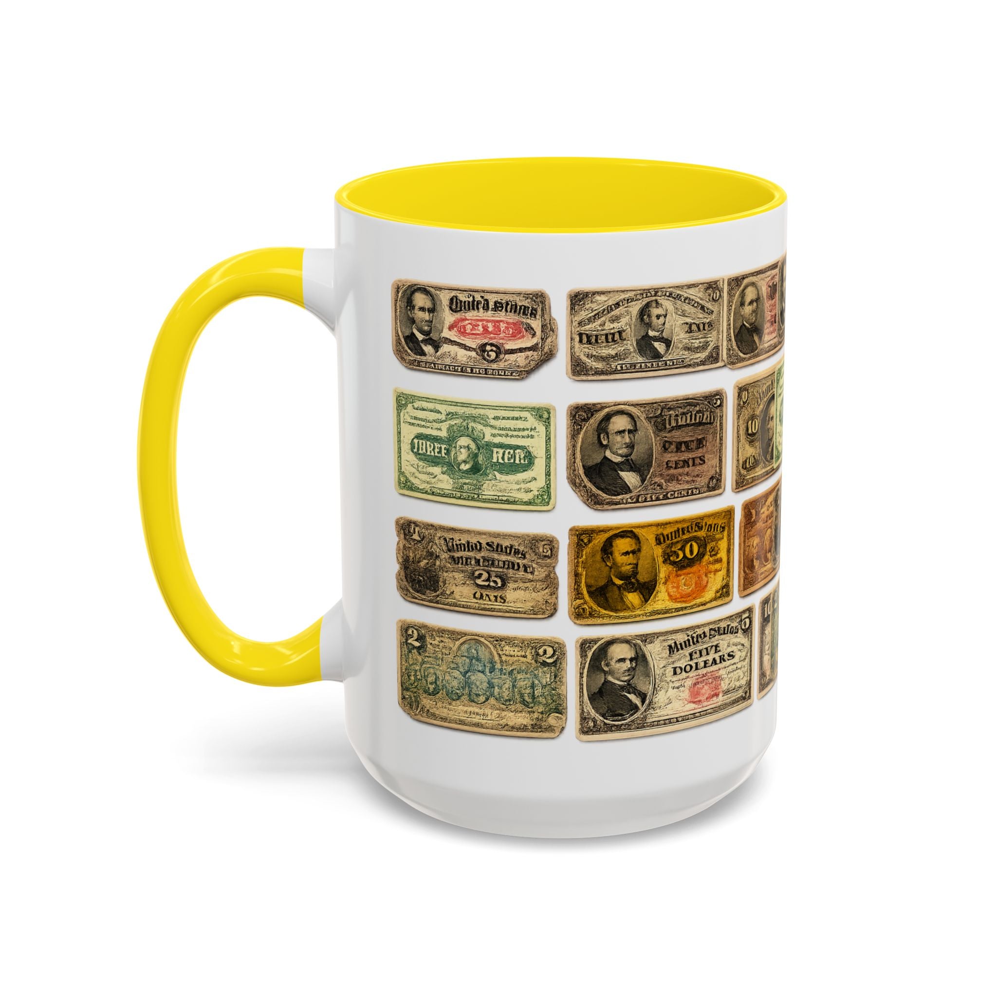 Vintage US Fractional Currency Coffee Mug – Retro Banknote Accent Mug (11/15 oz)
