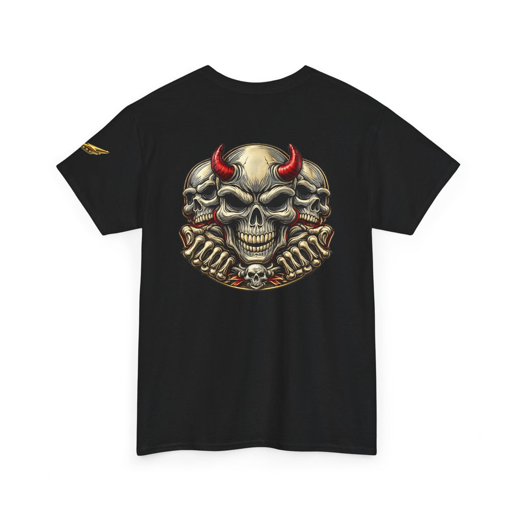 Devil Skull Tee — Red Horns Skull Graphic T-Shirt