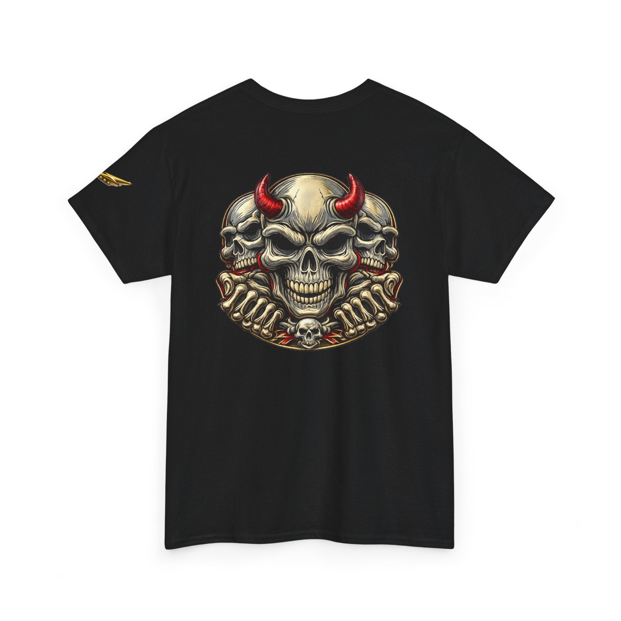 Devil Skull Tee — Red Horns Skull Graphic T-Shirt