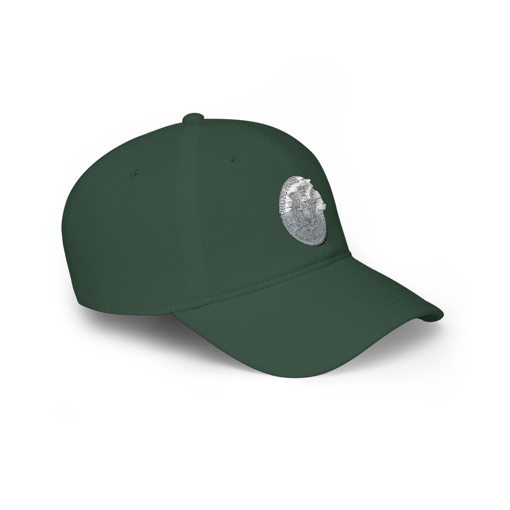 Low Profile Baseball Cap with Silver Coin Patch — Vintage Coin Dad Hat, Casual Streetwear Cap