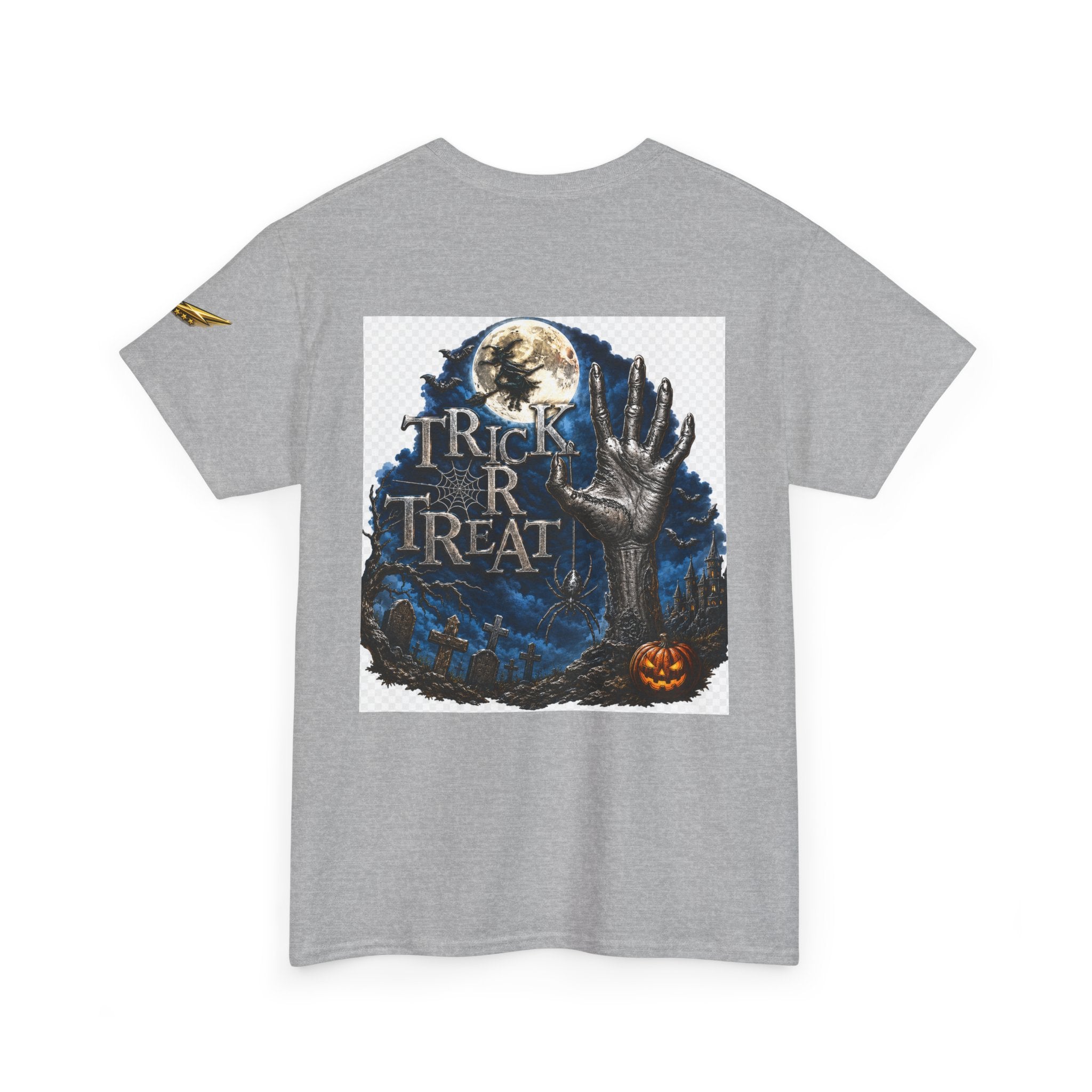 Trick R Treat Halloween Tee — Spooky Graveyard Moon Graphic T-Shirt