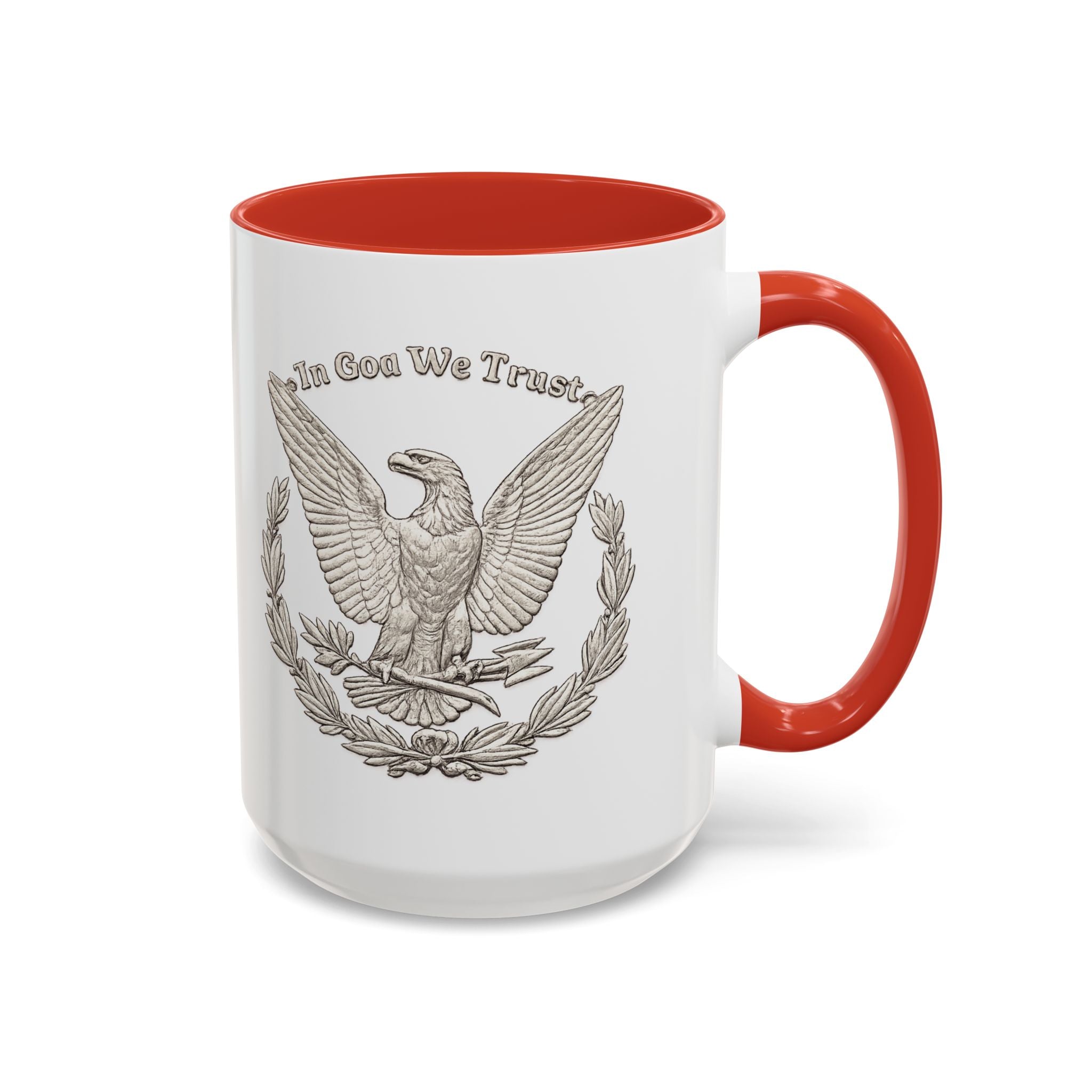 Eagle Emblem Coffee Mug — "In God We Trust" Accent Ceramic Mug (11/15oz)